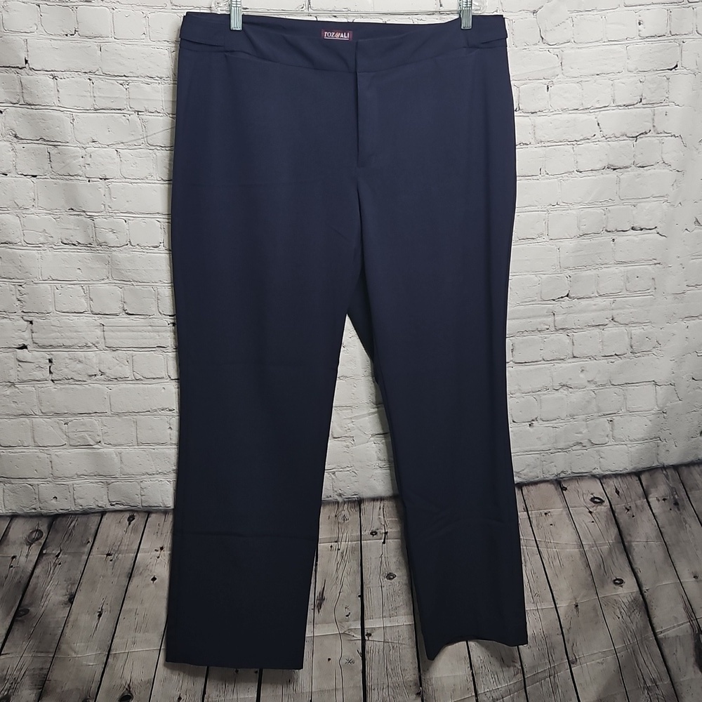 Roz & Ali Navy Blue Straight Leg Pants Size 16